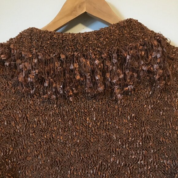 Y2K Cotton Fuzzy Fringed Knit Single Button Cardigan - Picture 4 of 15